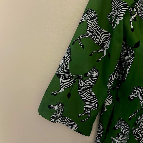 NWT Kate Spade Women’s Tunic Cover Up Zebra Green Black Tie Front Sz Small Chic - Picture 9 of 12